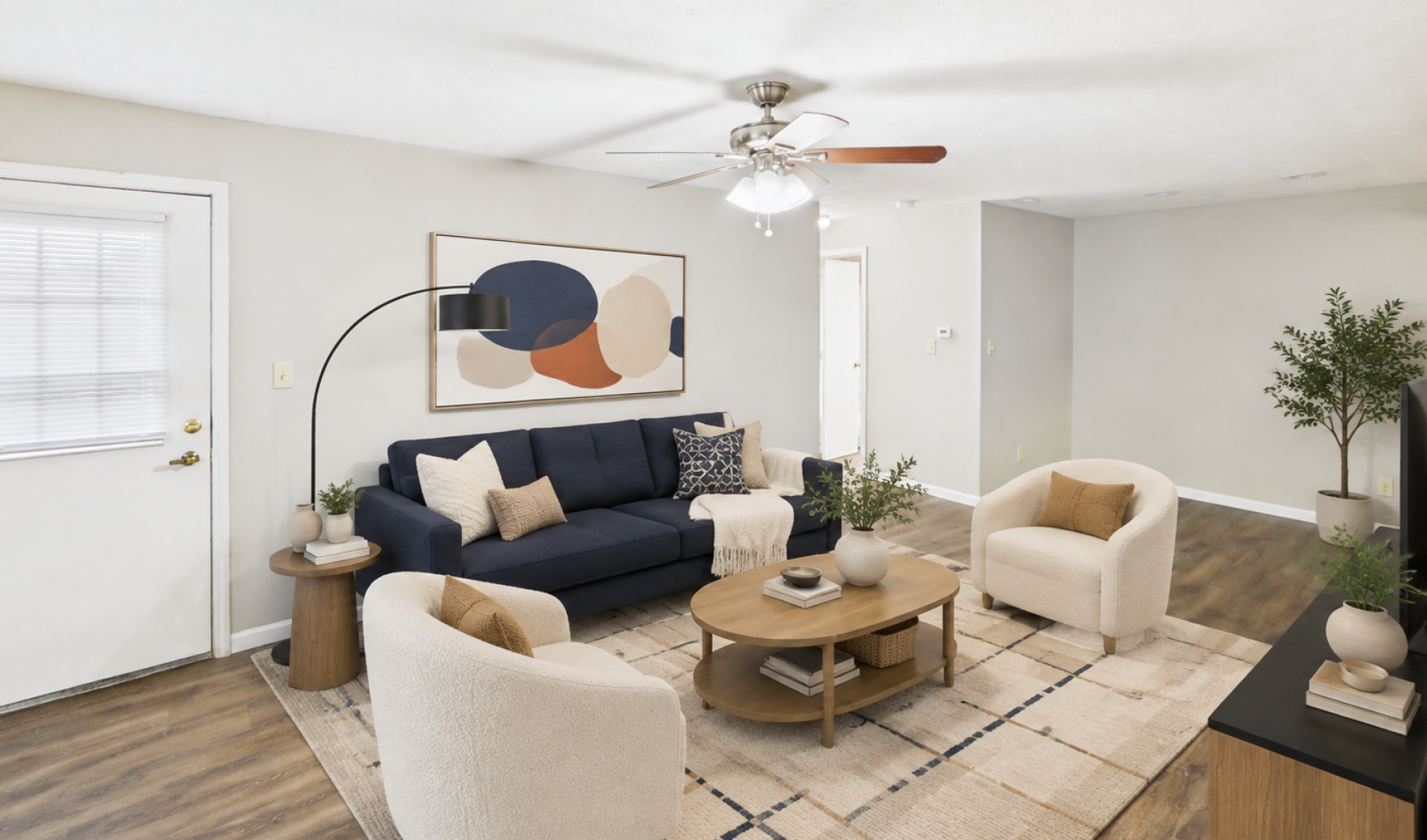 Staged apartment living room