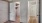 a room with white doors leading into a closet and hallway