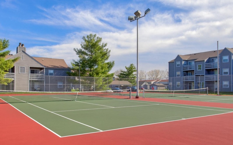 a tennis court with a net